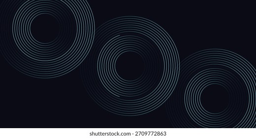 Fondo abstracto azul con círculos brillantes. Patrón de líneas circulares. Espiral geométrica. Elemento giratorio. Diseño gráfico moderno. Concepto de tecnología futurista.