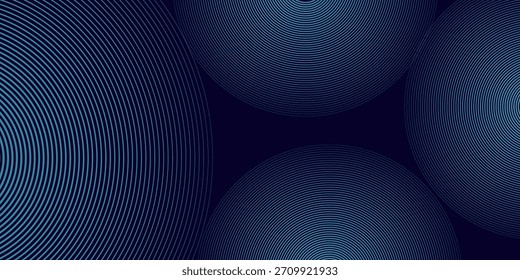 Fondo abstracto azul con círculos brillantes. Patrón de líneas circulares. Espiral geométrica. Elemento giratorio. Diseño gráfico moderno. Concepto de tecnología futurista.