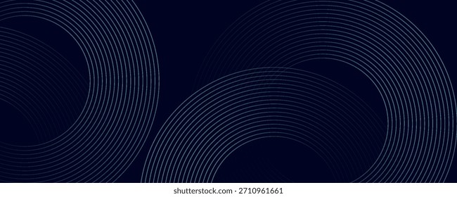 Fondo abstracto azul con círculos brillantes. Patrón de líneas circulares. Espiral geométrica. 