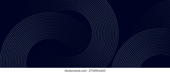 Fondo abstracto azul con círculos brillantes. Patrón de líneas circulares. Espiral geométrica. 
