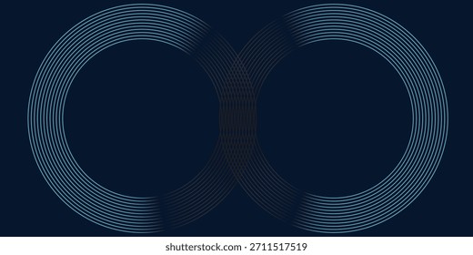 Fondo abstracto azul con círculos brillantes. Patrón de líneas circulares. Espiral geométrica. Elemento giratorio. Diseño gráfico moderno. Concepto de tecnología futurista.