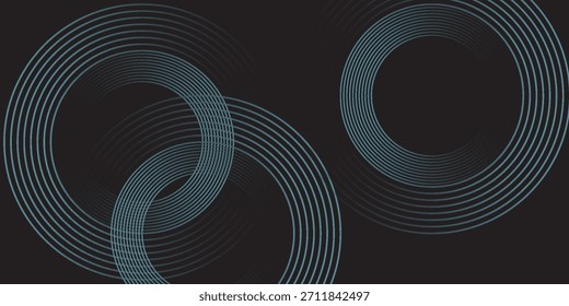 Fondo abstracto azul con círculos brillantes. Patrón de líneas circulares. Espiral geométrica. Elemento giratorio. Diseño gráfico moderno. Concepto de tecnología futurista.