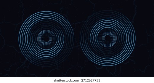 Fundo abstrato azul com círculos brilhantes. ilustração