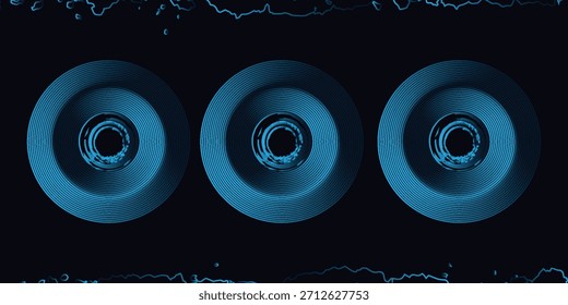 Fundo abstrato azul com círculos brilhantes. ilustração