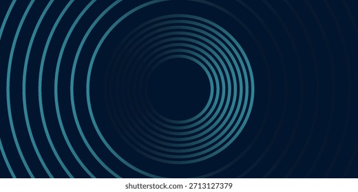Fondo abstracto azul con círculos brillantes. Patrón de líneas circulares. Espiral geométrica. Elemento giratorio. Diseño gráfico moderno. Concepto de tecnología futurista.