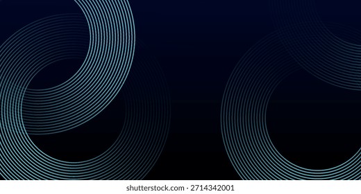 Fondo abstracto azul con círculos brillantes. Patrón de líneas circulares. Espiral geométrica. Elemento giratorio. Diseño gráfico moderno	

