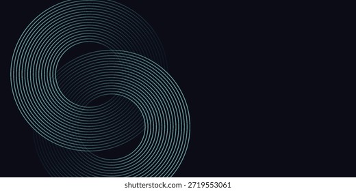Blauer abstrakter Hintergrund mit leuchtenden Kreisen. Kreisförmiges Linienmuster drehen. Geometrische Spirale. Drallelement. Moderne grafische Darstellungen