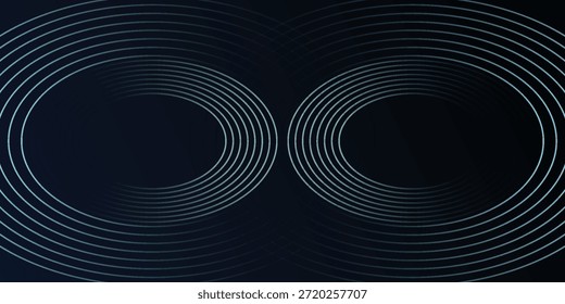 Blue abstract background with glowing circles. Swirl circular lines pattern. Geometric spiral. Twirl element. Modern graphic design. Futuristic technology concept.