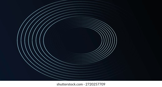 Blauer abstrakter Hintergrund mit leuchtenden Kreisen. Kreisförmiges Linienmuster drehen. Geometrische Spirale. Drallelement. Modernes Grafikdesign. Futuristisches Technologiekonzept.