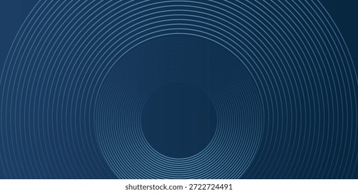 Blauer abstrakter Hintergrund mit leuchtenden Kreisen. Kreisförmiges Linienmuster drehen. Geometrische Spirale. Drallelement. Modernes Grafikdesign. Futuristisches Technologiekonzept.