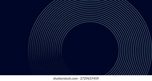 Fundo abstrato azul com círculos brilhantes. Padrão de linhas circulares em espiral. Espiral geométrica. Elemento Twirl. Design gráfico moderno. Conceito de tecnologia futurista.