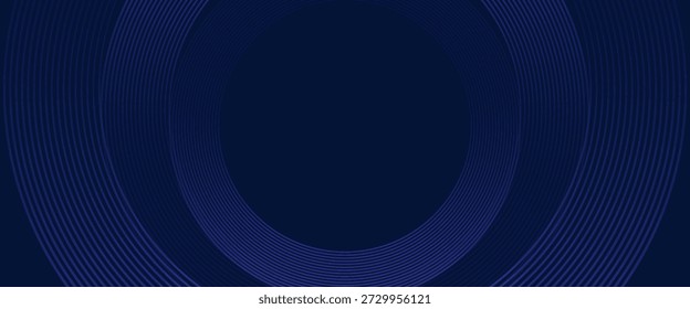 Blue abstract background with glowing circles. Swirl circular lines pattern. Geometric spiral. Twirl element. Modern graphic design. Futuristic technology concept. Vector illustration