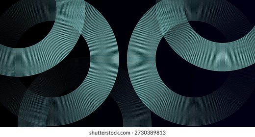 Blauer abstrakter Hintergrund mit leuchtenden Kreisen. Kreisförmiges Linienmuster drehen. Geometrische Spirale. Drallelement. Moderne grafische Darstellungen
