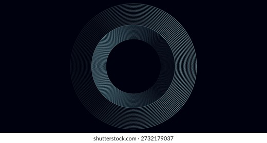 Fundo abstrato azul com círculos brilhantes. Padrão de linhas circulares em espiral. Espiral geométrica. Elemento Twirl. Design gráfico moderno. Conceito de tecnologia futurista. eps 10.