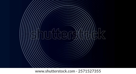 Blue abstract background with glowing circles. Swirl circular lines pattern. Geometric spiral. Twirl element. Modern graphic design. Futuristic technology concept.	