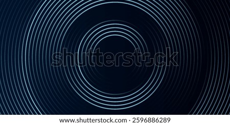 Blue abstract background with glowing circles. Swirl circular lines pattern. Geometric spiral. Twirl element. Modern graphic design. Futuristic technology concept.