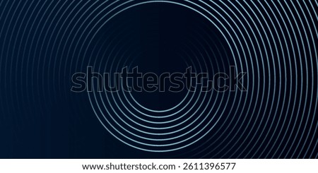 Blue abstract background with glowing circles. Swirl circular lines pattern. Geometric spiral. Twirl element. Modern graphic design. Futuristic technology concept.