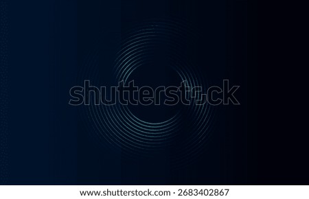 Blue abstract background with glowing circles. Swirl circular lines pattern. Geometric spiral. Twirl element. Modern graphic design. Futuristic technology concept. Vector Eps10