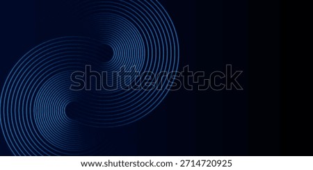 Blue abstract background with glowing circles. Swirl circular lines pattern. Geometric spiral. Twirl element. Modern