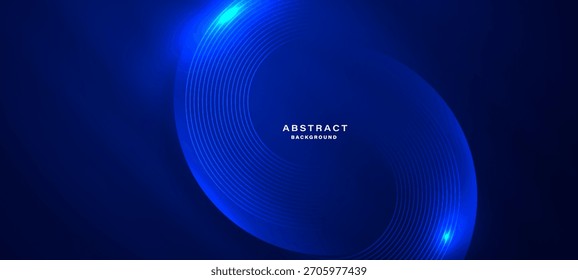 Fondo abstracto azul con líneas circulares concéntricas brillantes