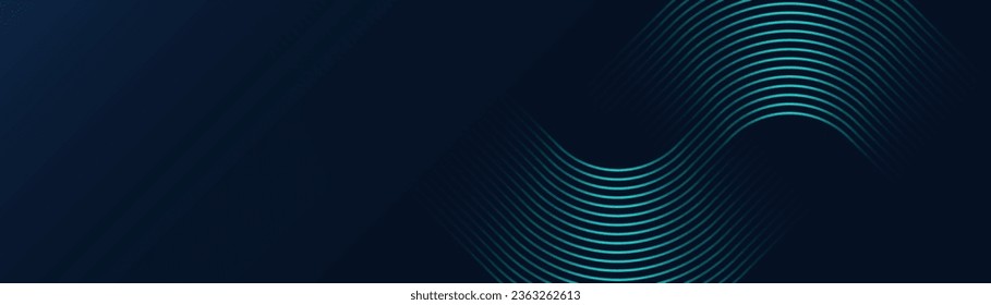 Blue abstract background with glowing curve geometric lines. Modern shiny blue lines pattern. Vector illustration