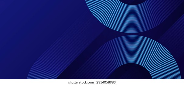 Blue abstract background with blue glowing diagonal rounded lines. Modern shiny geometric lines pattern. Suit for poster, banner, brochure, corporate, presentation, website, flyer. Vector illustration