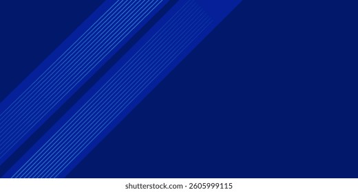 Blue abstract background with blue glowing diagonal rounded lines. Modern simple blue geometric design. Minimal shapes. Modern shiny geometric lines pattern.