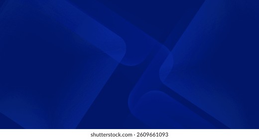 Blue abstract background with blue glowing diagonal rounded lines. Modern simple blue geometric design. 