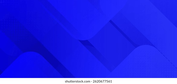 Blue abstract background with blue glowing diagonal rounded lines. Modern simple blue geometric design. Minimal shapes. Modern shiny geometric lines pattern.
