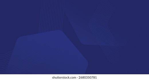 Blue abstract background with blue glowing diagonal rounded lines. Modern simple blue geometric design. Minimal shapes. Modern shiny geometric lines pattern.