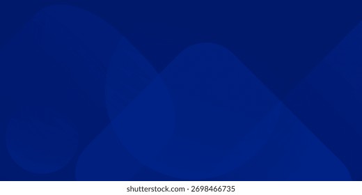 Blue abstract background with blue glowing diagonal rounded lines. Modern simple blue geometric design. Minimal shapes. Modern shiny geometric lines pattern.