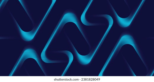Blue abstract background with blue glowing geometric lines. Modern shiny blue diagonal rounded lines pattern. Futuristic technology concept. Suitable for posters, banners, brochures, companies