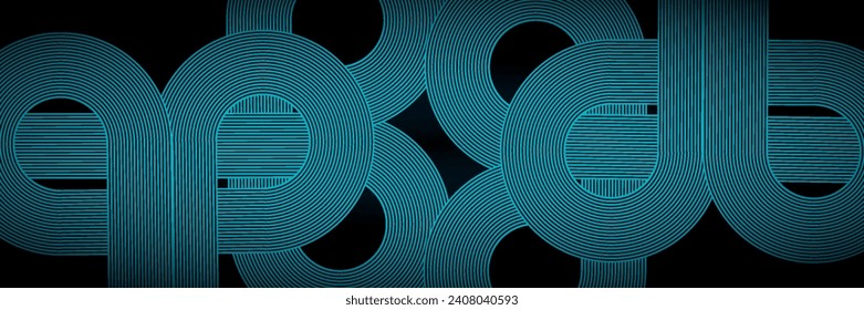 Fondo abstracto azul con líneas geométricas brillantes azules. Patrón moderno de líneas redondeadas en diagonal azul brillante. Concepto de tecnología futurista. vector