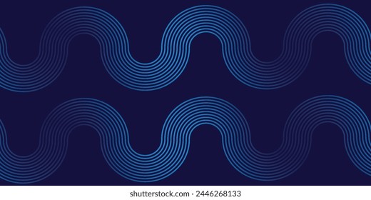 Fondo abstracto azul con líneas geométricas brillantes azules. Patrón moderno de líneas redondeadas diagonales azules brillantes. ilustración vectorial