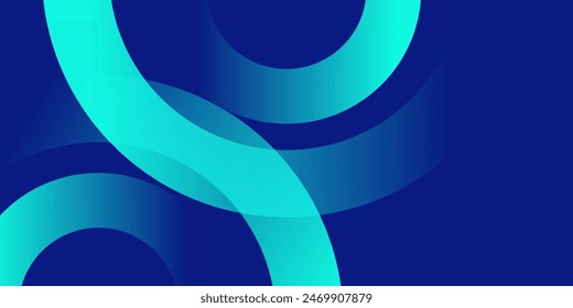 Blue abstract background with glowing geometric shape. Modern blue gradient circle. Minimal geometric design. Futuristic concept.