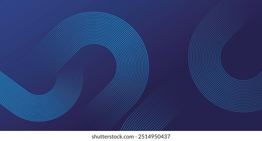 Blue abstract background with blue glowing geometric lines. Modern shiny blue diagonal rounded lines pattern. Futuristic technology concept. Suit for poster, banner, brochure, corporate, website
