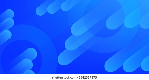 Fondo abstracto azul con líneas geométricas brillantes azules. Moderno patrón de líneas redondeadas diagonales azules brillantes. Concepto de tecnología futurista. Traje para el cartel, Anuncio, folleto, corporativo,