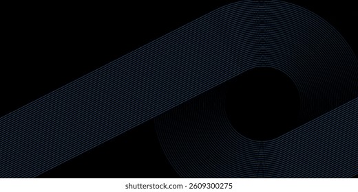 Blue abstract background with blue glowing geometric lines. Modern shiny blue diagonal rounded lines pattern. Futuristic technology concept. Suit for poster, banner, brochure, corporate, website