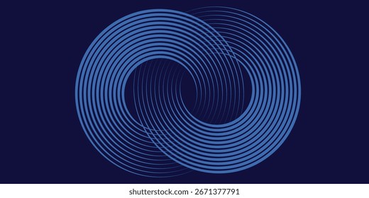 Blue abstract background with blue glowing geometric lines. Modern shiny blue oval lines pattern. Curved lines. Futuristic technology concept. modern 