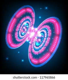 Blue abstract background with glowing lights. Vector