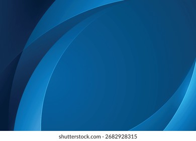 blauer abstrakter Hintergrund mit glühenden transparenten gekrümmten Linien und realistischem Schatten