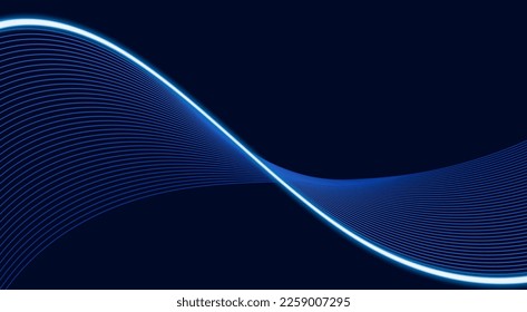 Blue abstract background with glowing wave lines. Blue wave lines. Technology concept. Vector