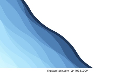 Blauer abstrakter Hintergrund mit glühenden Wellenlinien. Elegante wellenförmige Überlappungsschicht. Modernes strukturiertes Design. Schlanke und saubere hellblaue Bannervorlage. Vektorgrafik