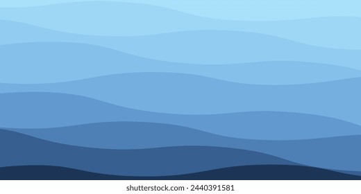 Blue abstract background with glowing wave lines. Elegant wavy layer of overlap. Modern textured design. Sleek and clean light blue banner template. Vector illustration