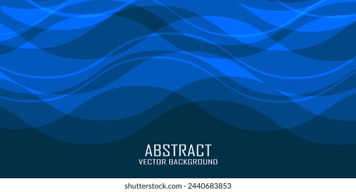 Blue abstract background with glowing wave lines. Elegant wavy layer of overlap. Modern textured design. Sleek and clean light blue banner template. Vector illustration