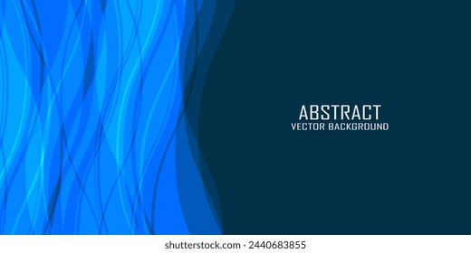 Fondo abstracto azul con líneas de onda brillantes. Elegante capa ondulada de superposición. Diseño texturizado moderno. Elegante y limpia plantilla de banner azul claro. Ilustración de vector