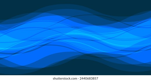 Fondo abstracto azul con líneas de onda brillantes. Elegante capa ondulada de superposición. Diseño texturizado moderno. Elegante y limpia plantilla de banner azul claro. Ilustración de vector