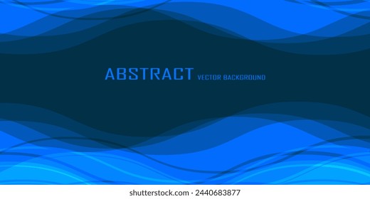 Blue abstract background with glowing wave lines. Elegant wavy layer of overlap. Modern textured design. Sleek and clean light blue banner template. Vector illustration
