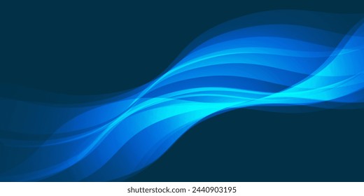 Fondo abstracto azul con líneas de onda brillantes. Elegante capa ondulada de superposición. Diseño texturizado moderno. Elegante y limpia plantilla de banner azul claro. Ilustración de vector