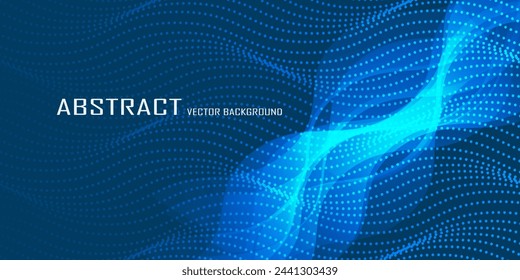Fondo abstracto azul con líneas de onda brillantes. Elegante capa ondulada de superposición. Diseño texturizado moderno. Elegante y limpia plantilla de banner azul claro. Ilustración de vector
